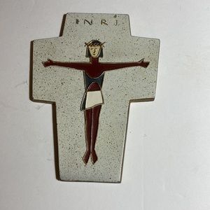W.Germany Xross Crucifix Brass Enamel Wall Hanging